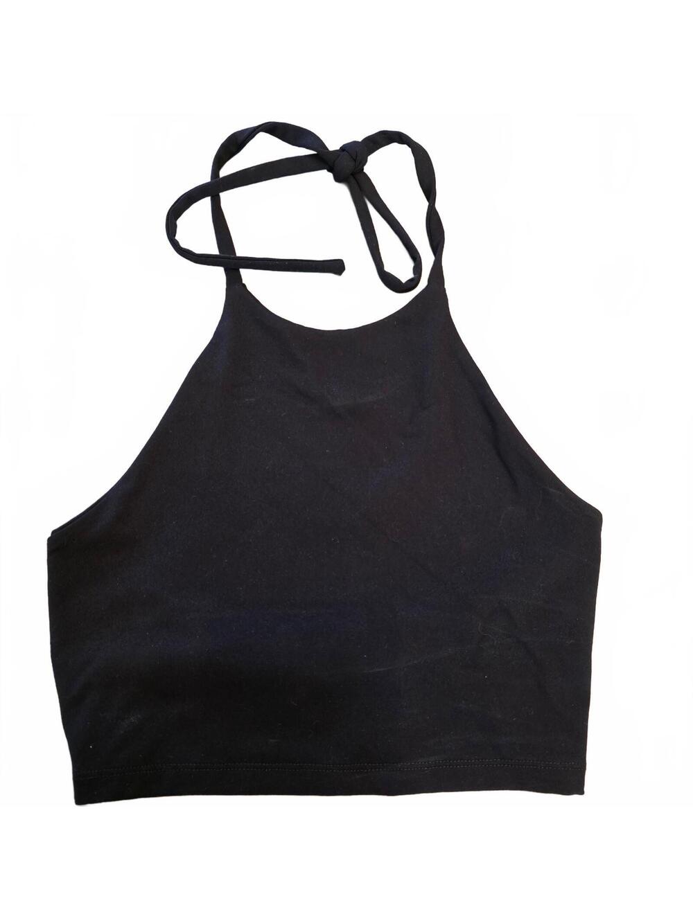 Susana Monaco Black Halter Crop Top XS